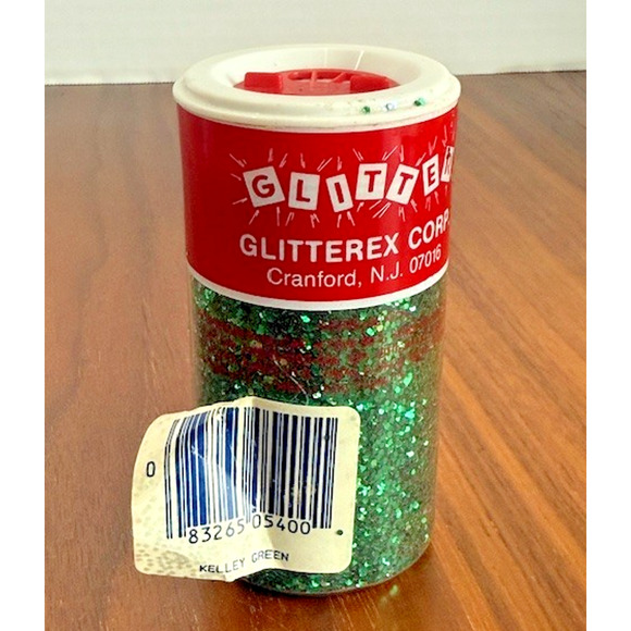 Vintage Glitterex Corp. Cranford, NJ Full 4 oz Jars Green & Red Glitter - Set 2 - Picture 6 of 12